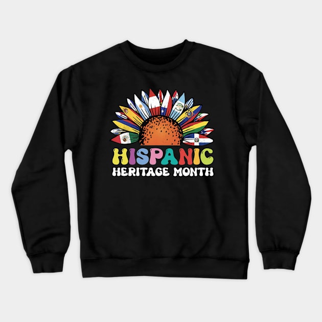 Hispanic Heritage Month Sunflower Countries Flags Crewneck Sweatshirt by Imou designs